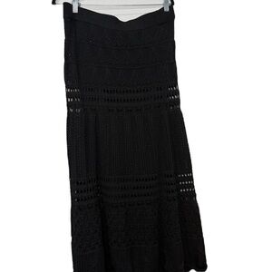 Chou Yatou 2xl Elegant Black Crochet Skirt